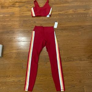 Red spiritual gangster set with a rainbow stripe on the side